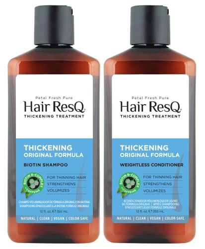 Petal Fresh Hair ResQ Original Formula Natural Thickening Biotin Shampoo Weightless Conditioner For Noticeably Thinning Hair, Strengthens Volumizes, Vegan Cruelty-Free 2 Count (Bundle)
