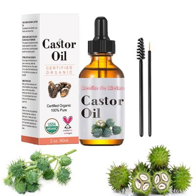Organic Castor Oil for Hair Growth: Castor Oil 2 OZ- 100 Pure, Cold Pressed, Certified Organic, Hexane Free, for Eyelashes, Eyebrows, Beard and Hair Growth, for Both Men and Women.