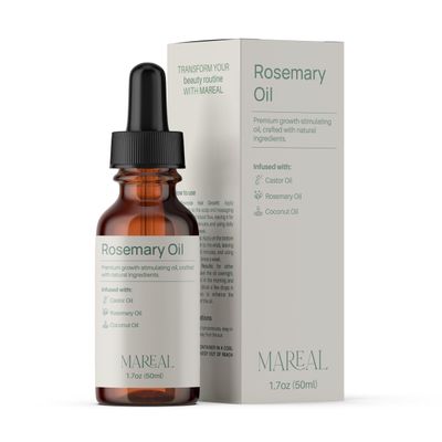 Organic Rosemary Oil for Hair Growth Infused with Coconut and Castor Oil Perfect for Dry, Damaged and Thin Hair Light Texture 100 Pure and Natural 1.7 Fluid Oz MAREAL