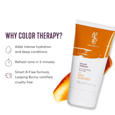 Madison Reed Color Therapy, Zucca, Color Depositing Hair Mask Deep Conditioning Treatment, Intensely Hydrating, Refreshes Color Tone, Keratin Argan Oil, 4 Fl Oz 118 mL