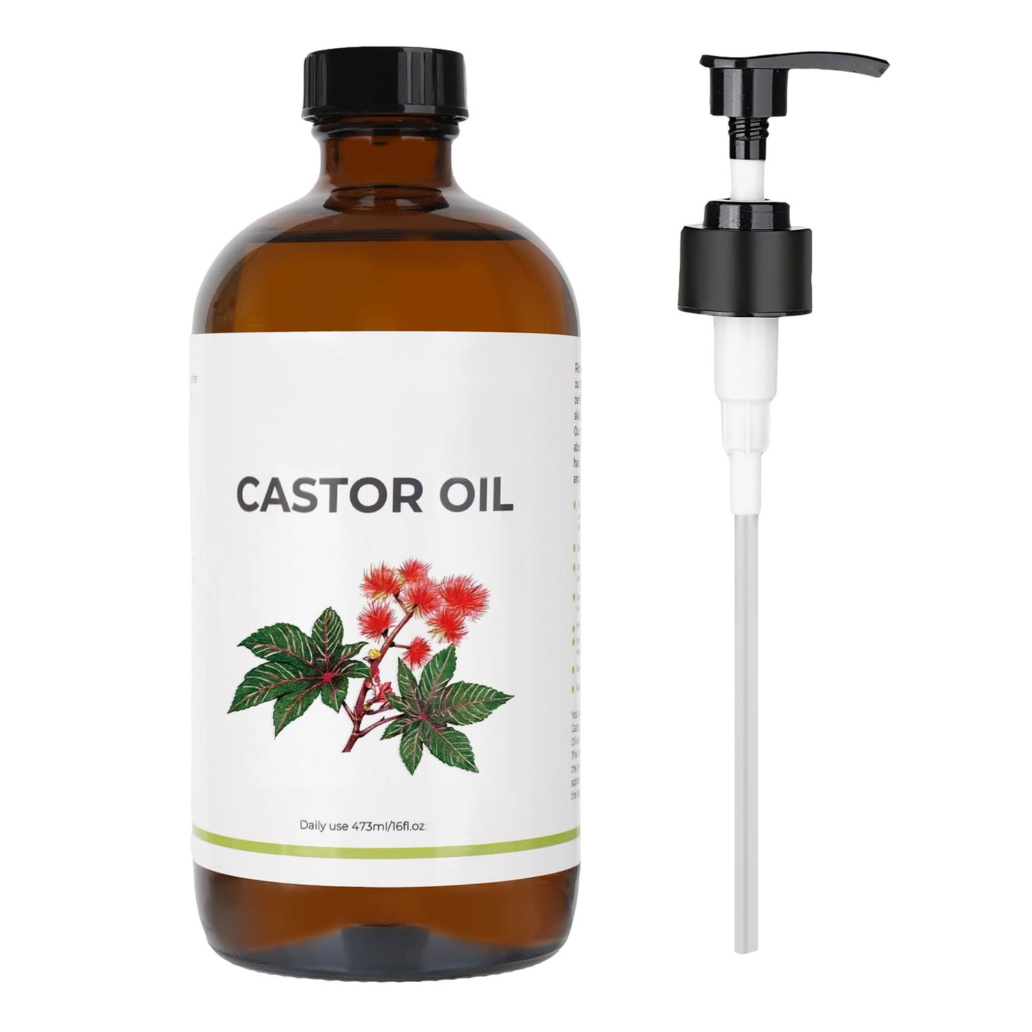 100 Pure USDA Certified Organic Castor Oil Cold Pressed,Worthy Eyelashes Eyebrows, Promote Hair Growth, Radiant Skin, and Soothe Irritated Eyes - 16oz Glass Bottle