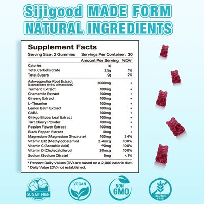 2 Pack Ashwagandha Gummies, Support for Immunity, Relaxation, Calm Mood Zzz, Ashwagandha Supplements for Men Women, Natural Blueberry Flavor, 120 Count