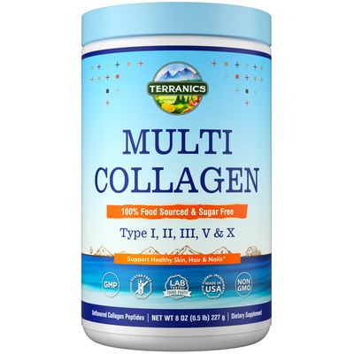 Terranics Multi Collagen Peptides Powder, Type I II III V X Collagen for Women Men, Collagen Supplements for Skin, Nail, Hair, Easy to Dissolve, Unflavored, No Sugar, Keto, 8oz