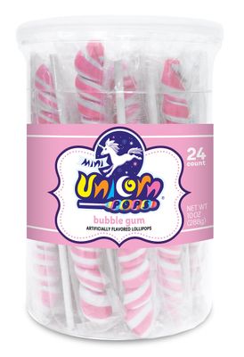 Adams Brooks, Inc. Unicorn Pops 24 Count Individually Wrapped Unicorn Lollipops Unicorn Party Favors, Candy Buffets, Lollipops Bulk (Bubblegum, Light Pink)