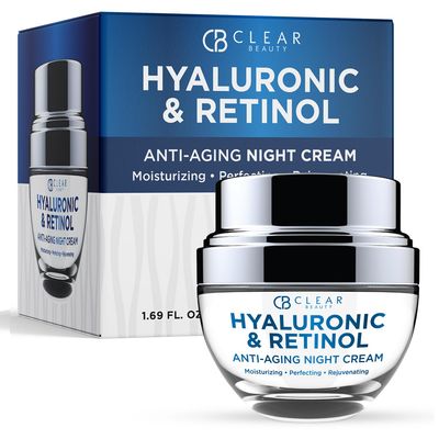 Clear Beauty Hyaluronic Acid Retinol Face Moisturizer - Dermatologist Tested, Reduces Wrinkles, Fine Lines Hyperpigmentation, Hydrating Cream, Cruelty-Free Korean Skin Care - All Skin Types