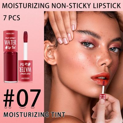 7 Colors Lip Tint Stain Set, Watery Lip Stain Mini Liquid Matte Lipstick, Multi-use Lip Cheek Tint, Moisturizing Plump Lip Gloss, Lightweight Non-Sticky, Long Lasting, Vivid Lip Makeup (7 Colors)