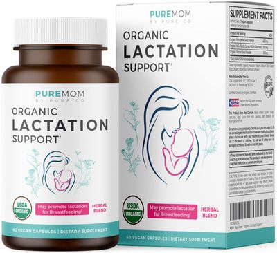 USDA Organic Lactation Supplement - Increase Milk Supply with Herbal Breastfeeding Support - Aid for Mothers - Organic: Fenugreek Seed, Fennel Milk Thistle - 60 Vegan Capsules (No Pills or Cookies)