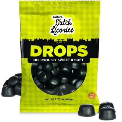 Gustaf&#39;s Dutch Licorice Drops - 5.2oz Bag - Sweet Black Licorice Drops - Dutch Candy from Netherlands - Sweet Black Liquorice Treats