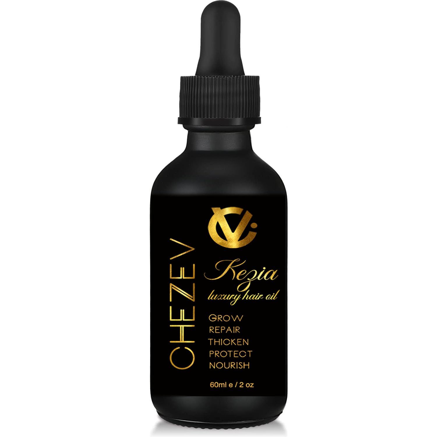 CHEZEV (KHAY&#39;-ZEV) VISION Kezia Luxury Hair Oil for Hair Growth, Repair, Nourishment - Men and Women for hair, eyelashes, eyebrows - 100 Natural, Paraben Sulfate Free - 2 fl oz