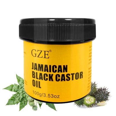 GZE Jamaican Black Castor Oil for Hair Growth and Damaged Dry Scalp - Hair Grease for Men and Women Eyebrow Eyelashes Nourishment, and Skin Hydration