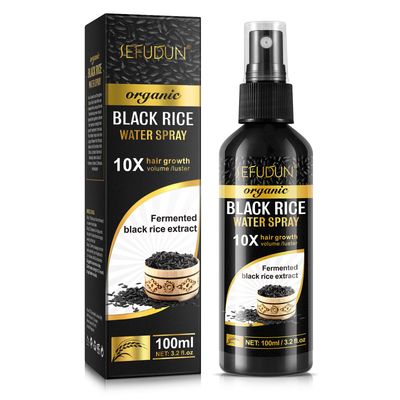Organic Black Rice Water Spray for Hair Growth, A Solution with Castor Oil Ginger Root Extract for Thicker, Fuller Hair, Targets Hair Loss and Repairs Damage 100ml3.2 fl.oz (1 PC)