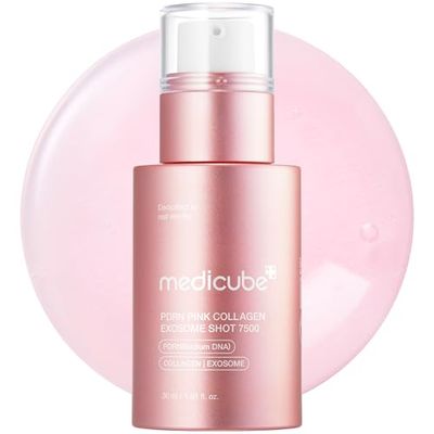medicube PDRN Pink Collagen Exosome Shot Serum 7,500 PPM Liquid Skin Booster Exosome, Salmon DNA PDRN, Spicules Uneven Skin Tone, Pore Care, Skin Texture Korean Skin Care 1.01 fl.oz