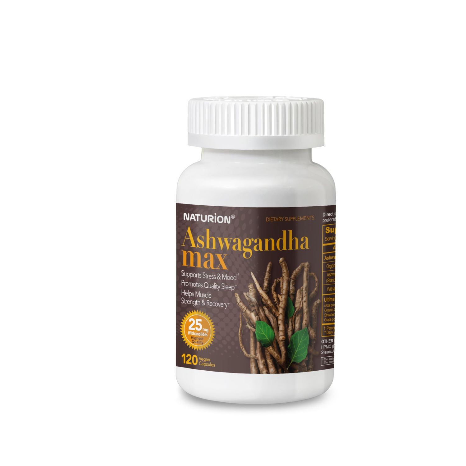 Ashwagandha Max - Organic Ashwagandha Powder Root Extract with Ultimate Berry Blend, Supports Relaxation, Mood Balance, Stress Relief, Sleep Muscle Recovery - 120 Vegan Capsules, 60 Day Supply