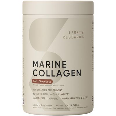 Sports Research Marine Collagen Peptides - Beauty Collagen Supplement for Women Men - Post Workout Recovery Protein Powder with Vital Amino Acids for Hair, Skin, Joint Support (Dark Chocolate)