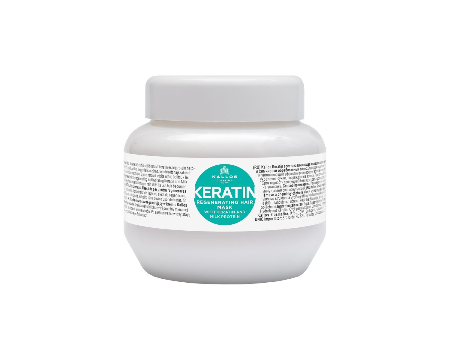 Kallos KJMN Keratin Regenerating Hair Mask with keratin and milk protein for dry, damaged and chemically treated hair 275 ml - 9,3 Fl Oz