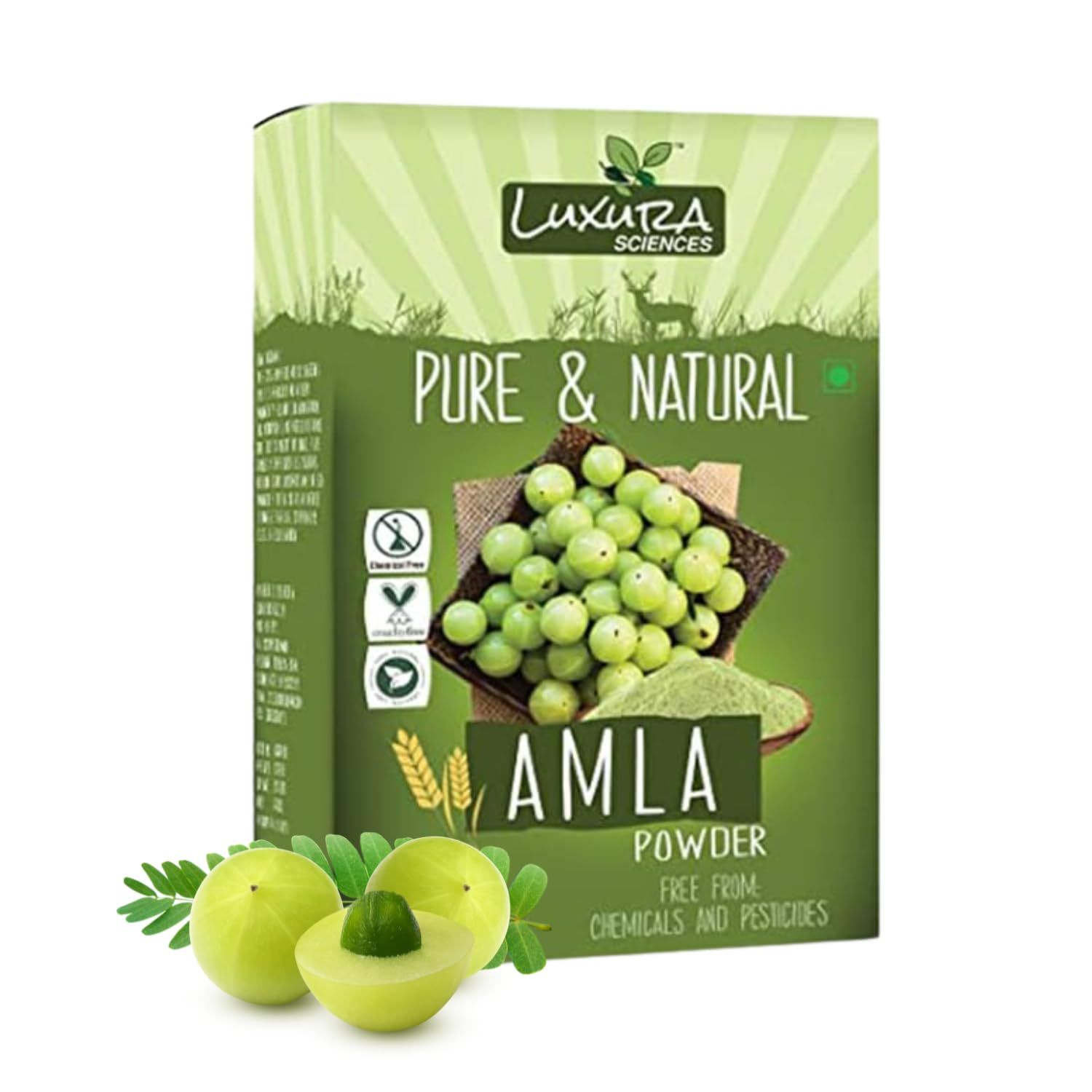 Luxura Sciences Amla Powder 100 Pure Natural Indian Gooseberry Powder Supports Hair Growth, Scalp Health Skin Care No Chemicals or Pesticides 7.05 Oz (200g)