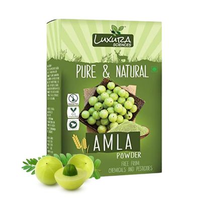 Luxura Sciences Amla Powder 100 Pure Natural Indian Gooseberry Powder Supports Hair Growth, Scalp Health Skin Care No Chemicals or Pesticides 7.05 Oz (200g)