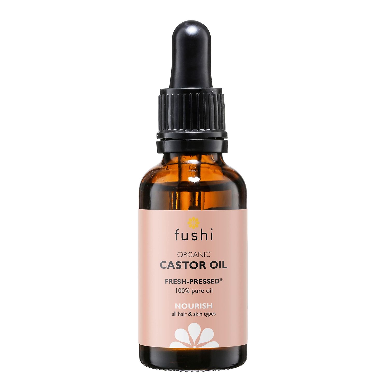 Fushi Organic Castor Oil 1 Fl Oz 100 Pure Cold Fresh-Pressed For Dry Skin Hair Growth, Eyelashes Eyebrows Hexane Free Food-grade for inner health Sustainably Sourced