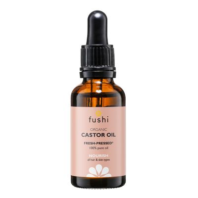 Fushi Organic Castor Oil 1 Fl Oz 100 Pure Cold Fresh-Pressed For Dry Skin Hair Growth, Eyelashes Eyebrows Hexane Free Food-grade for inner health Sustainably Sourced