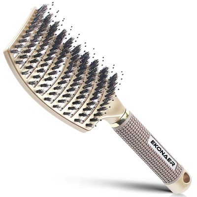 EKONAER Detangling Brush Boar Bristle Hair Brush,Suitable for Men, Women Kids Long Curly Wet or Dry Hair,EKONAER Hairbrush for Thick Make Hair Shiny Healthier(Gold)