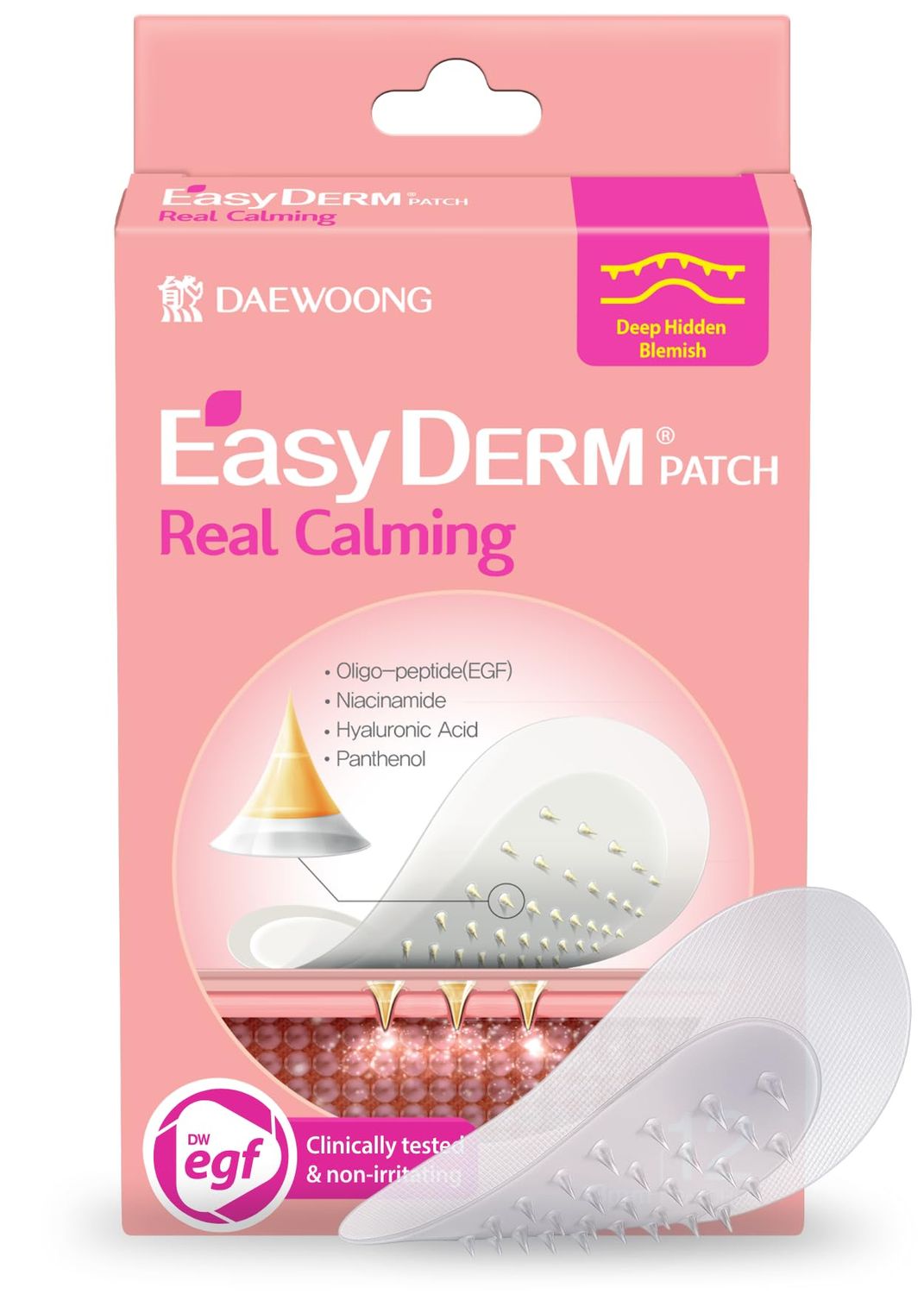 EasyDerm Real Calming Microdart Pimple Patches, Clear Nano Micropoint Niacinamide, Hyaluronic Acid, EGF Acne Dark Spot Care, K-beauty 6 counts