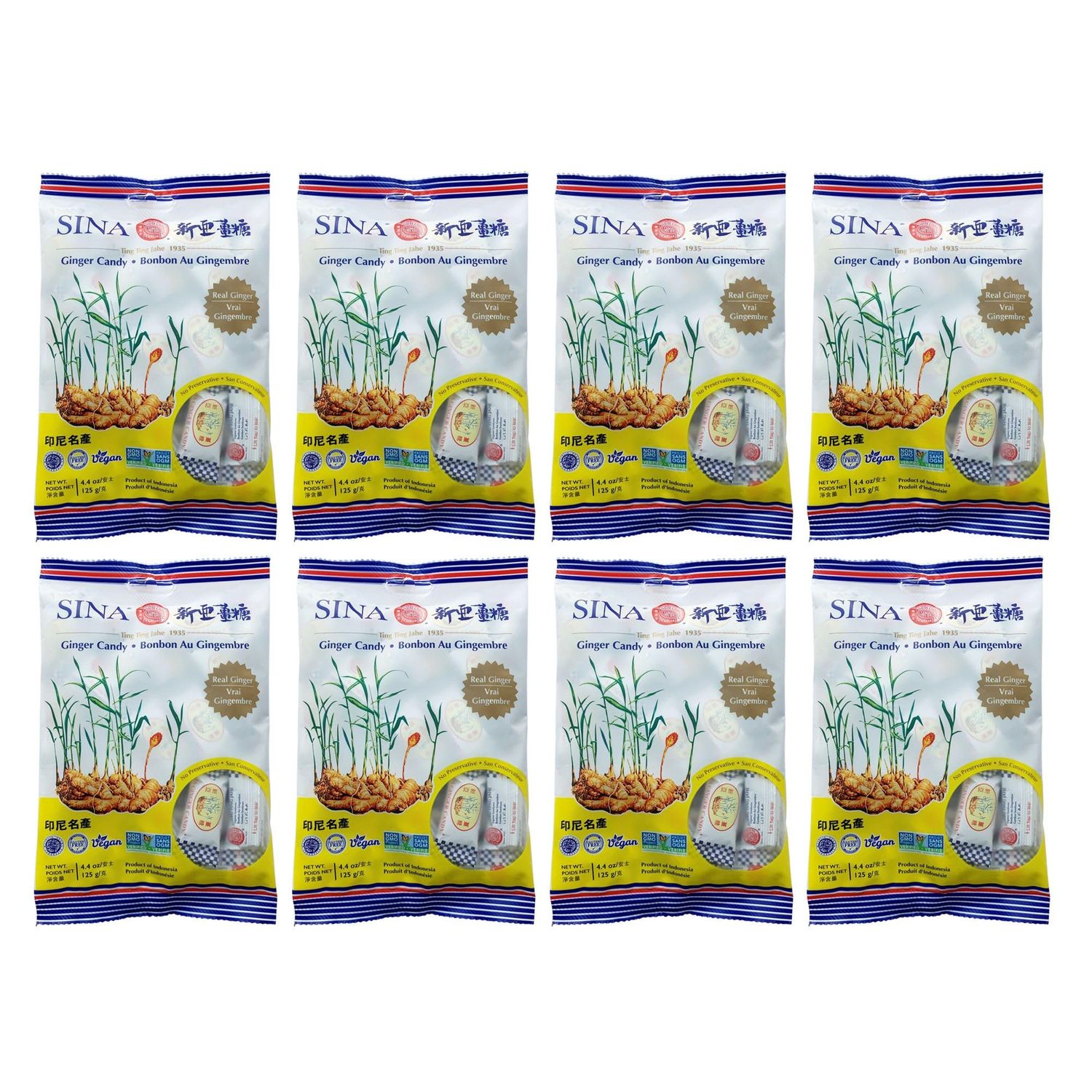 Sina Ginger Candy ting Ting Jahe (Original) - 4.4oz (Pack of 8) -CL