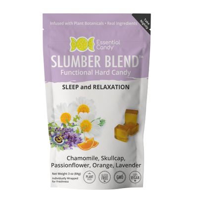 Slumber Blend Functional Hard Candy Sleep Issues, Tranquility, Relaxation Organic Chamomile, Skullcap, Passionflower, Orange, Lavender Gluten-Free, Non-GMO, Vegan - 24 Count (Pack of 1)