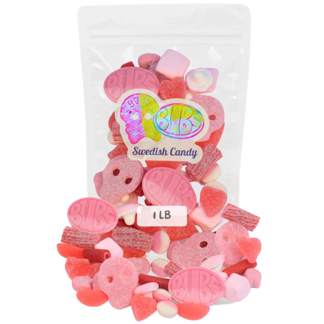 Pink Candy, 1 lb, Original Swedish Candy straight from Sweden, Bubs Swedish Candy, Gummy Candy, Bubs Candy, Sweet and Sour Candy Mix