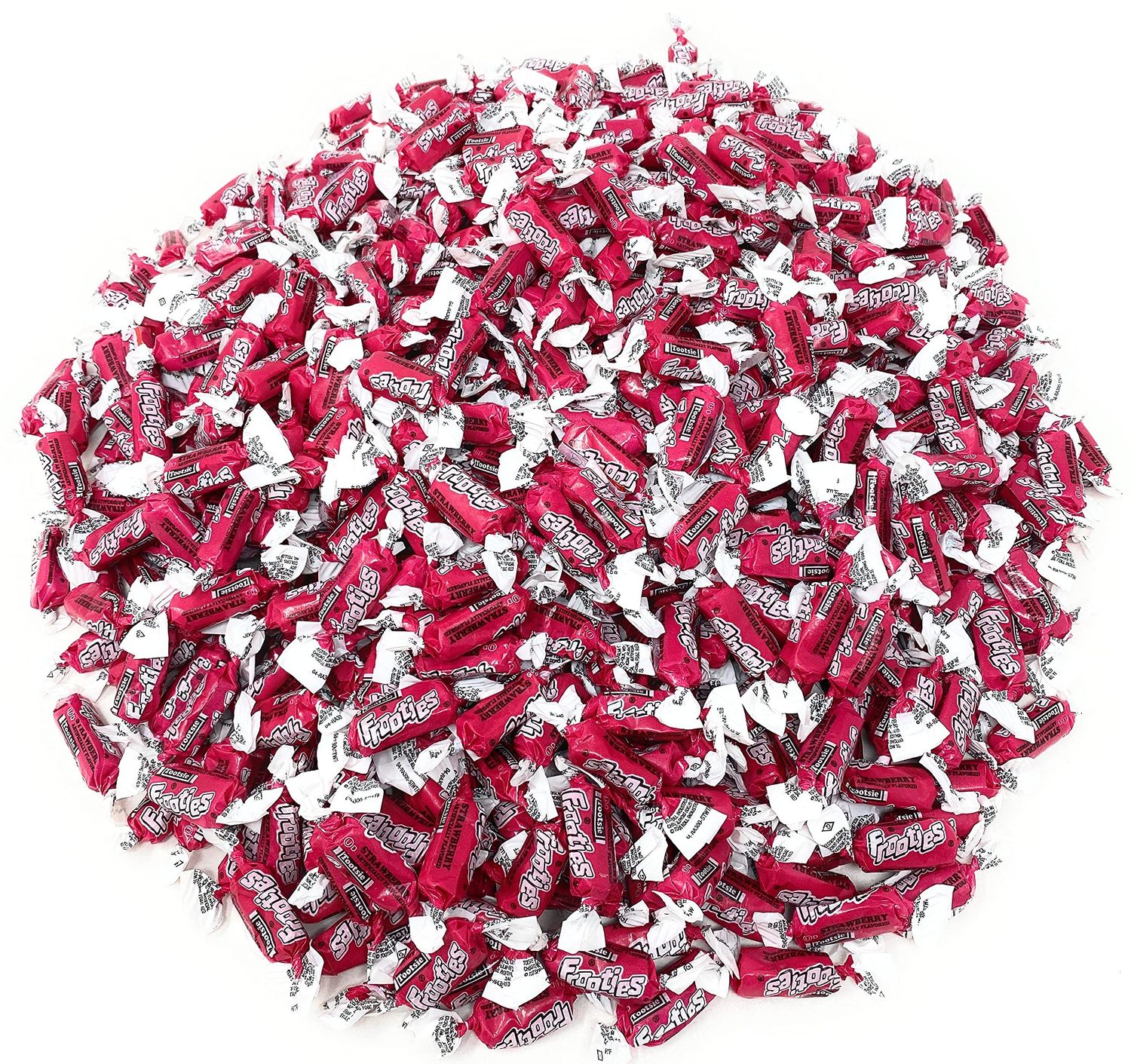 Bulk Strawberry Flavor Tootsie Roll Frooties Chewy American Taffies Candy Individually Wrapped In Resealable Assortit Bag 5 Lb 735pcs (80-Oz) - Made In USA