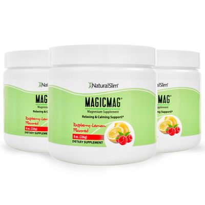 NaturalSlim Magicmag Pure Magnesium Citrate Powder Stress, Constipation, Muscle, Heart Health, and Sleep Support Raspberry Lemon Magnesium Supplement - 8oz Drink Mix (3 Pack)