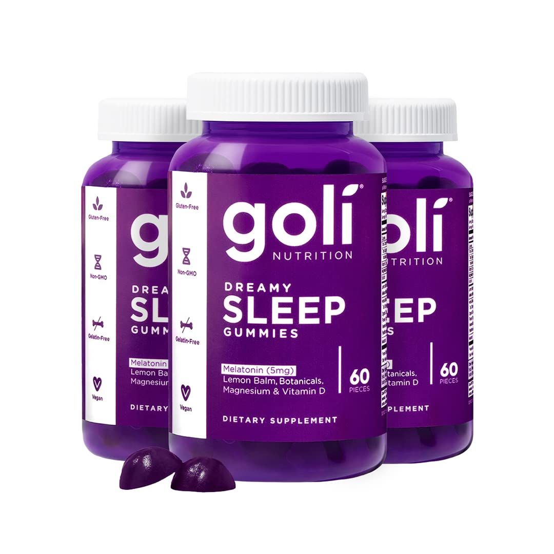 Goli Dreamy Sleep Gummy - 180 Count - Melatonin, Vitamin D, Magnesium, and Lemon Balm Extract - Gelatin-Free, Gluten-Free, Vegan Non-GMO
