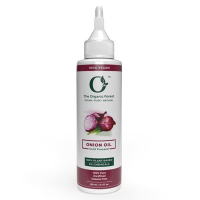 The Organic Forest Red Onion Hair Oil with Black Seed Oil for Hair Loss and Fall Control, Plant Based, Vegan, 100 ML