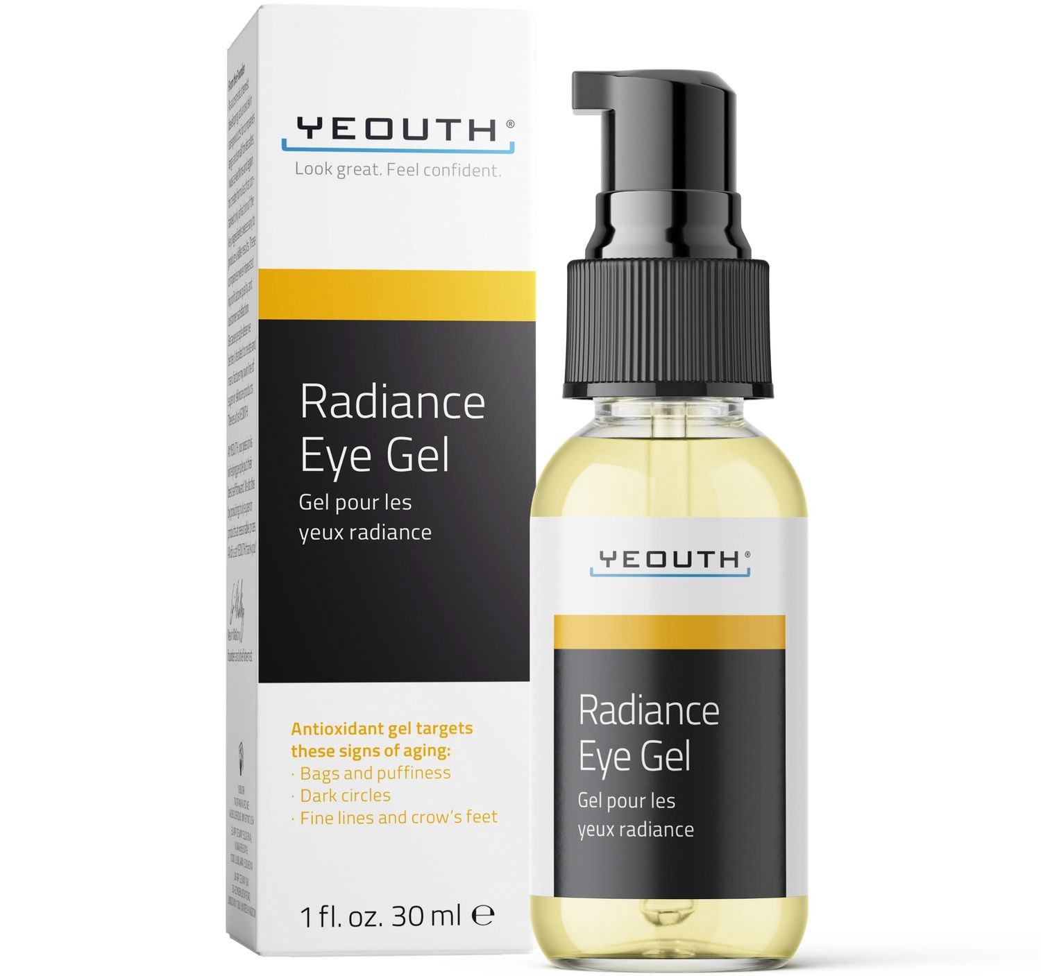 YEOUTH Under Eye Gel with Hyaluronic Acid for Puffiness, Under Eye Bags Circles, Hydrating Skincare for Tired-Looking Eyes 1oz