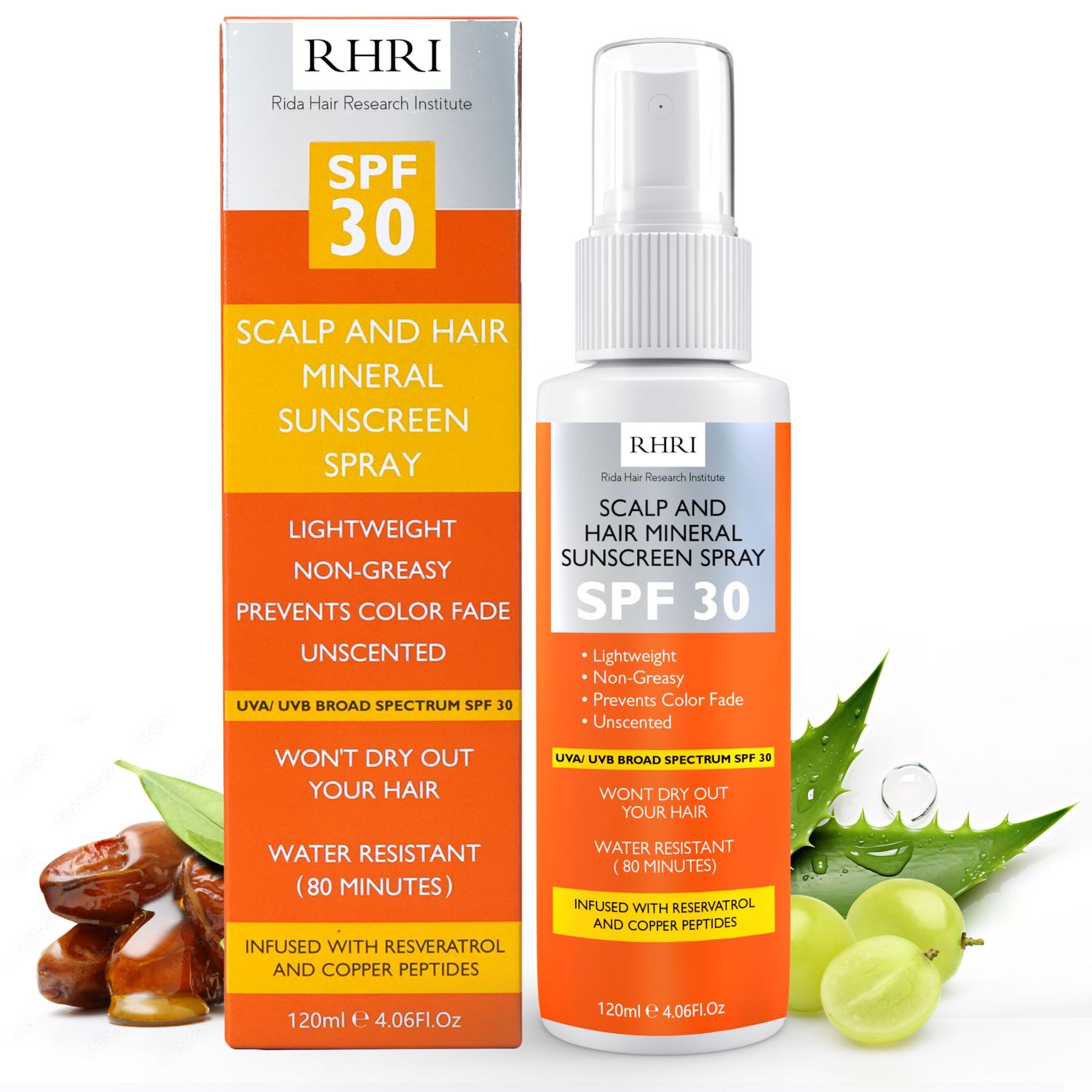 Premium SPF 30 Hair Sunscreen Spray Non-Greasy UV Protection for Hair and Scalp Prevents Color Fade and Dryness Travel-Size UV Protection Beach SunBlock Scalp Sunscreen 4 oz 120 ml