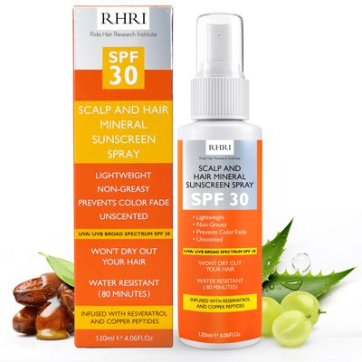 Premium SPF 30 Hair Sunscreen Spray Non-Greasy UV Protection for Hair and Scalp Prevents Color Fade and Dryness Travel-Size UV Protection Beach SunBlock Scalp Sunscreen 4 oz 120 ml