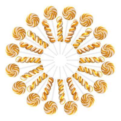 Gold White Twisty Swirl Lollipops 32 Pack (16 Twist 16 Swirl), Candy Swirl Lollipops Individually Wrapped Suckers, Kid&#39;s Lollipops Candy Bulk for Birthday Party Favors, Orange Flavor