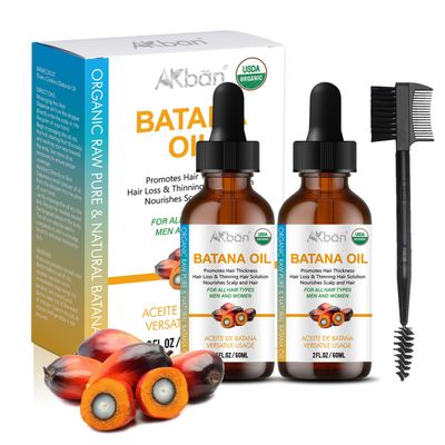 AKBAN Batana Oil for Hair Growth, Dr Sebi 100 Pure Natural Organic Batana Oil from Honduras - for Thicker Stronger Hair, Nourishes Damaged Hair - 2 FL OZ 2 FL OZ