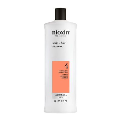 Nioxin System 4 Scalp Hair Shampoo For Colored or Damaged Hair with Progressed Thinning With Niacinamide and Biotin 33.8 Fl oz.