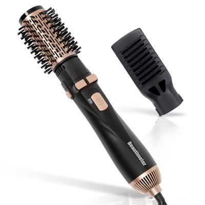 BEAUTIMETER 1200W Hot Air Spin Brush Kit, 3 in 1 Hair Dryer and Styler, Negative Ionic Hair Care, Black Gold