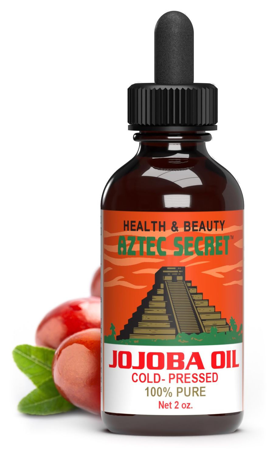 Aztec Secret 100 Pure Jojoba Oil, 2 OZ - Deep Hair Skin Moisturizer - Cold-Pressed and Unfiltered