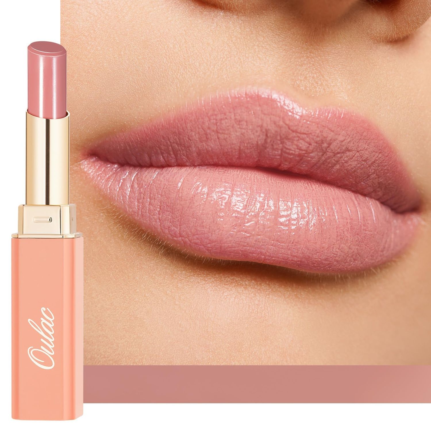 Oulac Moisturizing Shine Mauve Pink Lipstick for Women - 2 in 1 Glossy Light Pink Tinted Lip Balm, Hydrating Winter Lipstick for Dry Lips,Shine Juicy Finish Vegan 2.2g0.07oz (14)