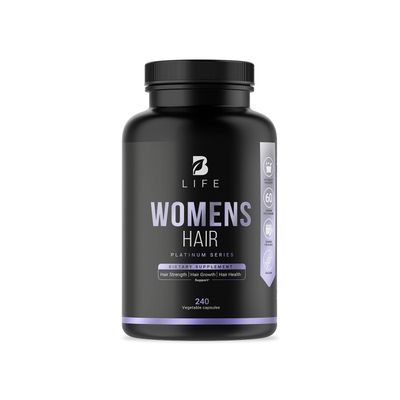 Women&#39;s Hair Growth Supplement with Natural Ingredients: Biotin, Hydrolyzed Collagen I III and Amino Acids 240 Caps - 60 Days - 10,000 mcg Biotin per Serving Made in The USA by B Life.