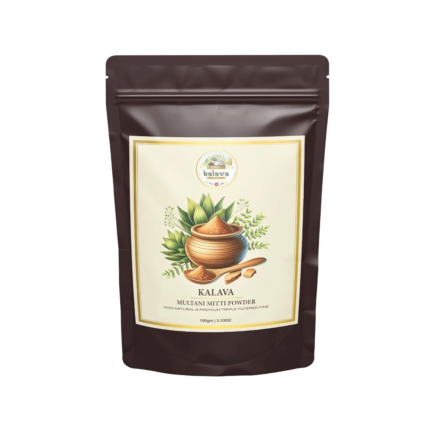 KALAVA Natural Multani Mitti Powder 100 Pure Fullers Earth for Clear, Glowing Skin Stronger Hair Face and Hair Care