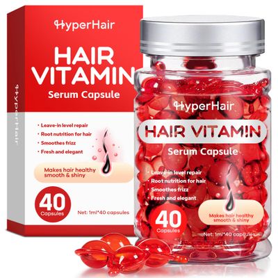 HyperHair Anti-Frizz Vitamin Serum for Shiny, Moisturized Hair - Leave-in Treatment with Avocado, Argan Oil, Vitamins A, C, E B5 (40 Capsules)
