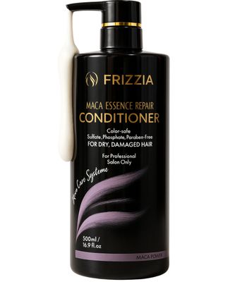 Frizzia PROFESSIONAL Conditioner with Maca, Argan and Vegetable Collagen Repairs and Strengthens Damaged Hair Opens Cuticles, Softens and Nourishes All Hair Types 500ml