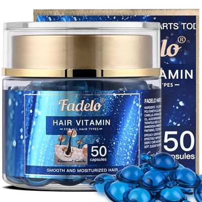 Fadelo Hair Oil Capluse for Frizzy Dry Hair, Keratin Styling with Argan, Jojoba Avocado Oils - No Rinse Serum with Vitamin A C E and Pro B5