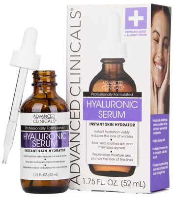 Advanced Clinicals Hyaluronic Acid Serum For Face Moisturizing Facial Skin Care Products Hydrating Serum For Face Helps Improve Look Of Wrinkles, Fine Lines, Uneven Dry Skin Texture, 1.75 Fl Oz