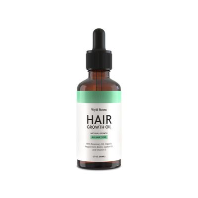 Wyld Roots Natural Hair Growth Oil for All Hair Types with Rosemary, Biotin Castor Oil Nourishing Treatment for Stronger, Thicker, Longer Hair for Men Women