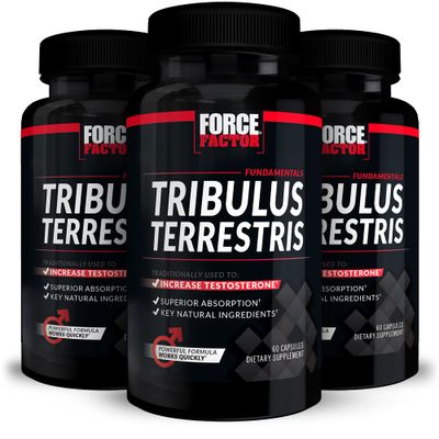FORCE FACTOR Tribulus Terrestris for Men, 3-Pack, Tribulus Testosterone Booster for Men, Male Vitality Supplement, Tribulus Extract Natural Ingredients for Superior Absorption, 1000mg, 180 Capsules