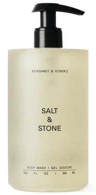 Salt Stone Body Wash with Antioxidants for Deep Moisture For Women Men, Sulfate, Paraben, Dye Free, Leaving Skin Soft and Hydrated Bergamot Hinoki 15.2 fl oz